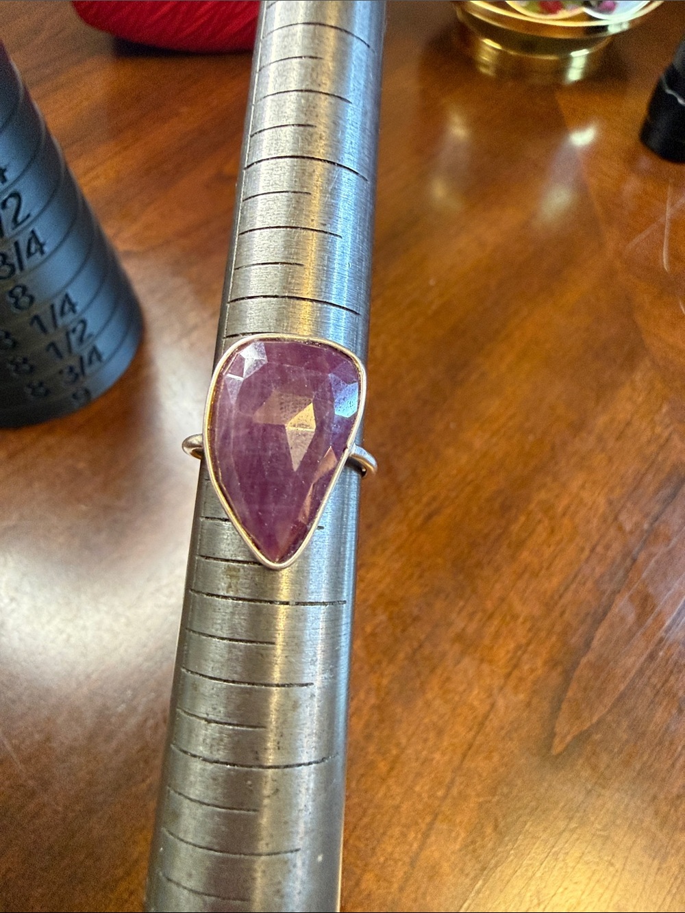 Sterling silver Teardrop Pink Gemstone Ring - Brand Unspecified. Natural Ruby